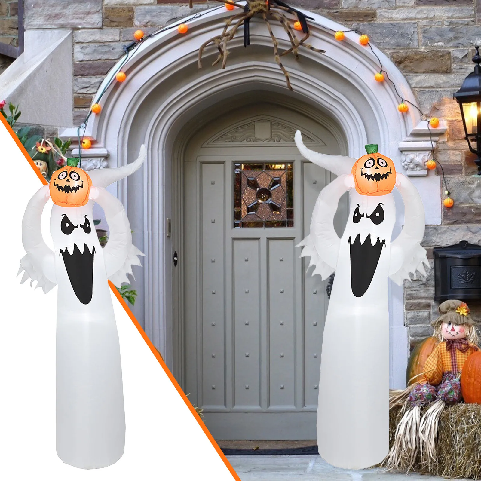 

Inflatable Model Luminous Little Ghost Lifting Pumpkin With Light Halloween Decoration Inflatable Ghost