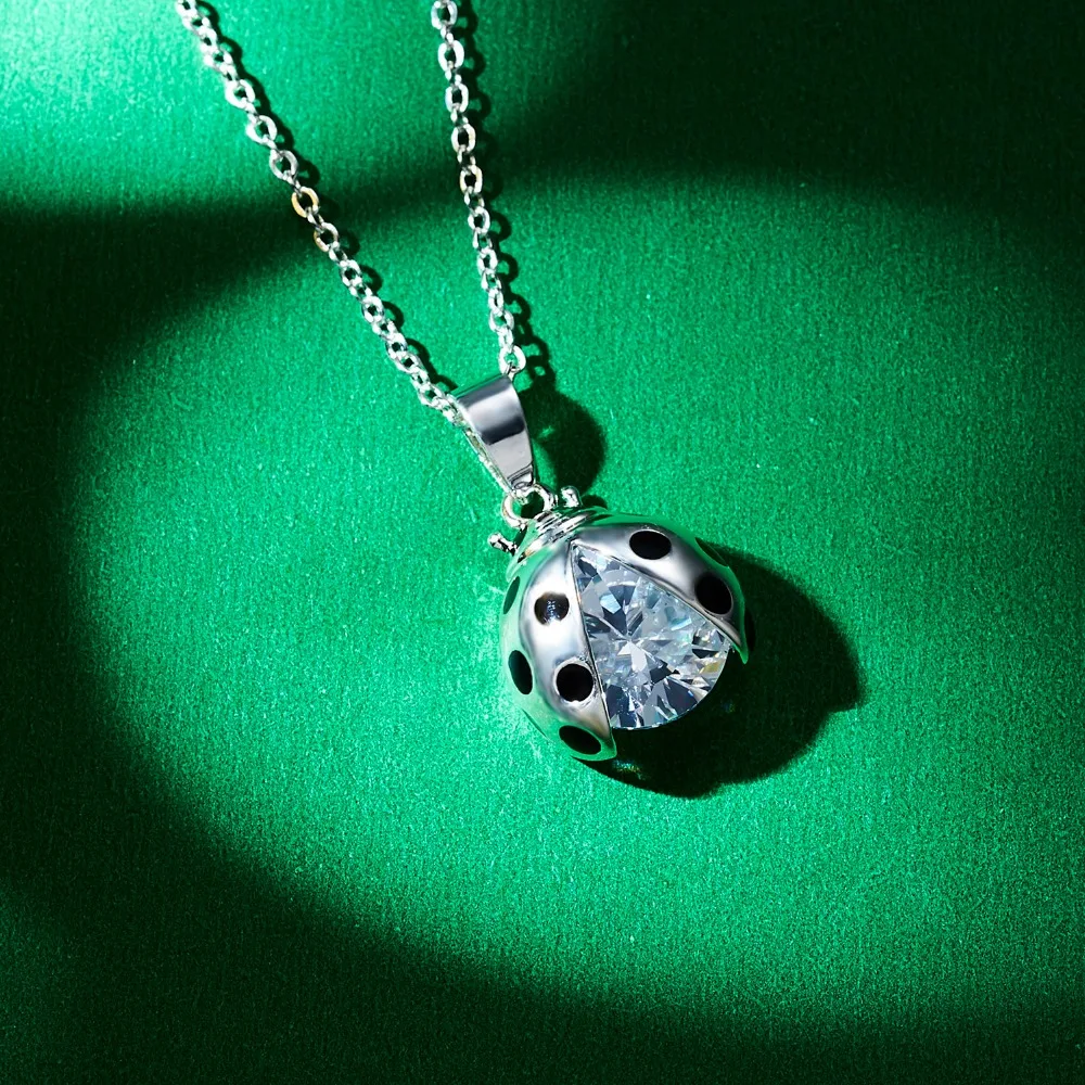 Элегантное животное божья коровка циркон кулон ожерелье 3 цвета для женщин Длинная цепочка, со стразами декоративное ожерелье Модные украшения подарок