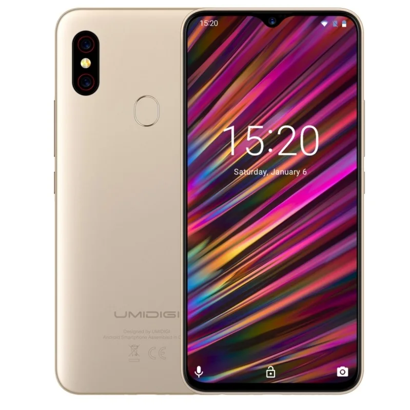 Золотой Смартфон UMIDIGI F1 Android 9,0 4 Гб+ 128 ГБ 6," FHD+ 16MP+ 8MP 5150 мАч 18 Вт Быстрая зарядка двойной 4G Восьмиядерный мобильный телефон OTG NFC - Цвет: Золотой