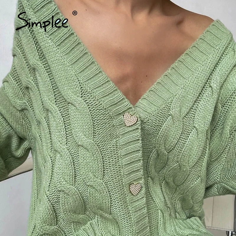 Simplee свободный женский длинный кардиган с v-образным вырезом и карманом зимний