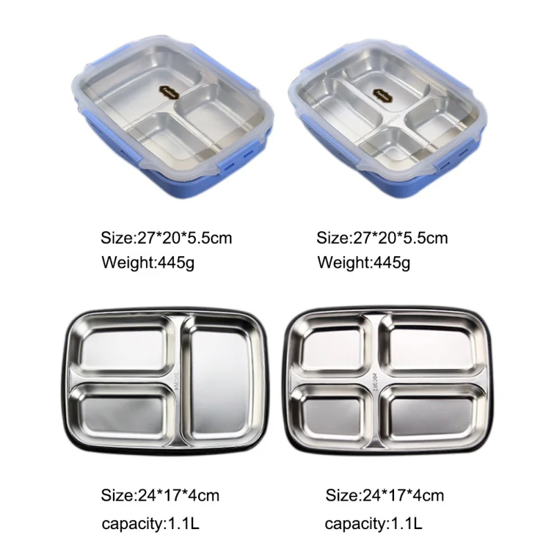 304 Bento Box изолированный Ланч бокс для фаст фуда с крытой столовой