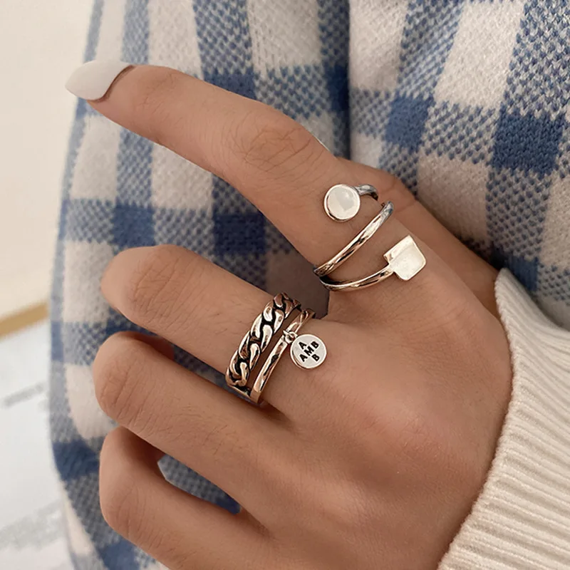 

Creative Geometry Shape Design Metal Rings For Teen Girls 2021 Trendy Adjustable Open Ring Fashion Jewelry Gifts Accessories