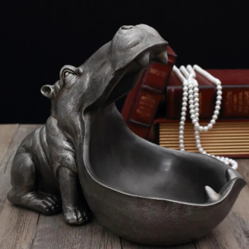 Abstract Hippopotamus Statue Decoration Resin Artware Sculpture Hippo Decor Key Storage Tool Home D024 | Дом и сад