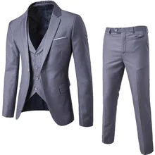 Trajes ajustados de moda para hombre, ropa informal de negocios, traje de tres piezas para padrino de boda, chaqueta, pantalones, conjuntos de chaleco (3)