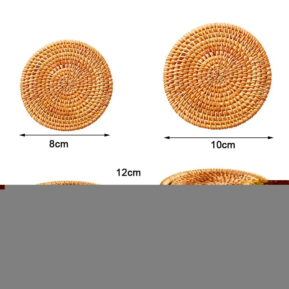 

1 Set Handmade Vine Woven Coasters Holder Teapot Round Home Mat Table Coffee Desktop Kitchen Heat Insulation Rattan Accesso V8D5