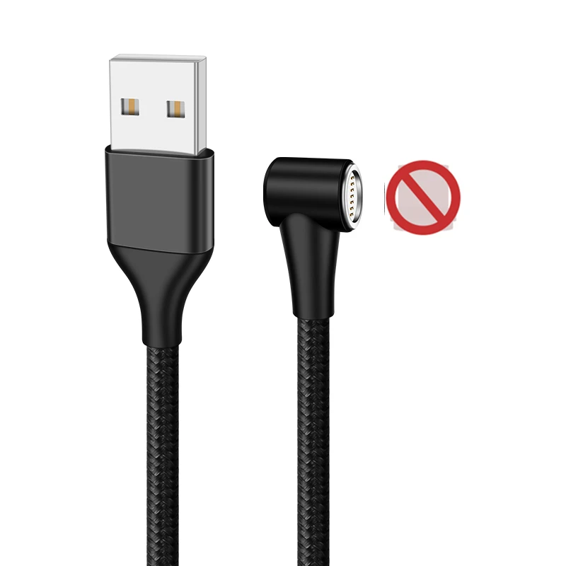 Only Black Cable ROCK 5A Магнитный кабель Micro usb type C адаптер Шнур 90 градусов локоть быстрое зарядное устройство светильник ing светодиодный светильник для передачи данных для iPhone samsung - Цвет: Only Black Cable