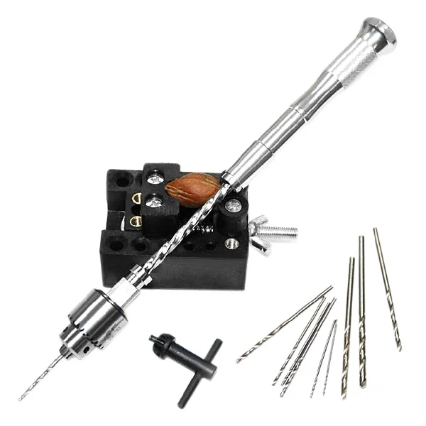 

Semi-automatic Mini Hand Drill with 10 Twist Drills Chuck Clamping 0.3-4.0mm Reamer Pinhole Hand Drill