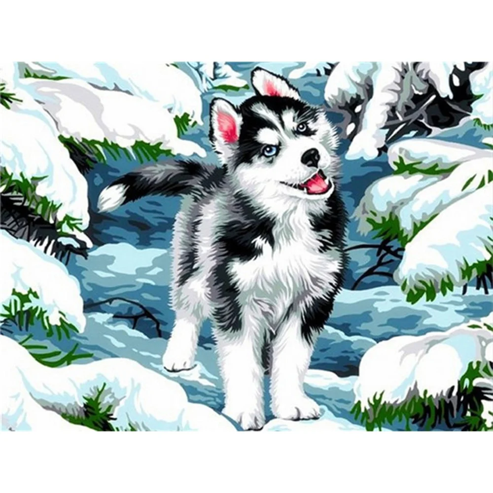 

5D Diamond DIY Painting Husky Dog Craft Kit Home Decor Cross Stitch