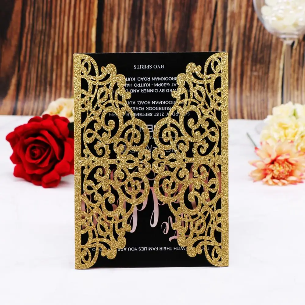 

20pcs Glitter Silver Vintage Invitation CardCeremony Blessing Card RSVP CardsAnniversary Blessing Card
