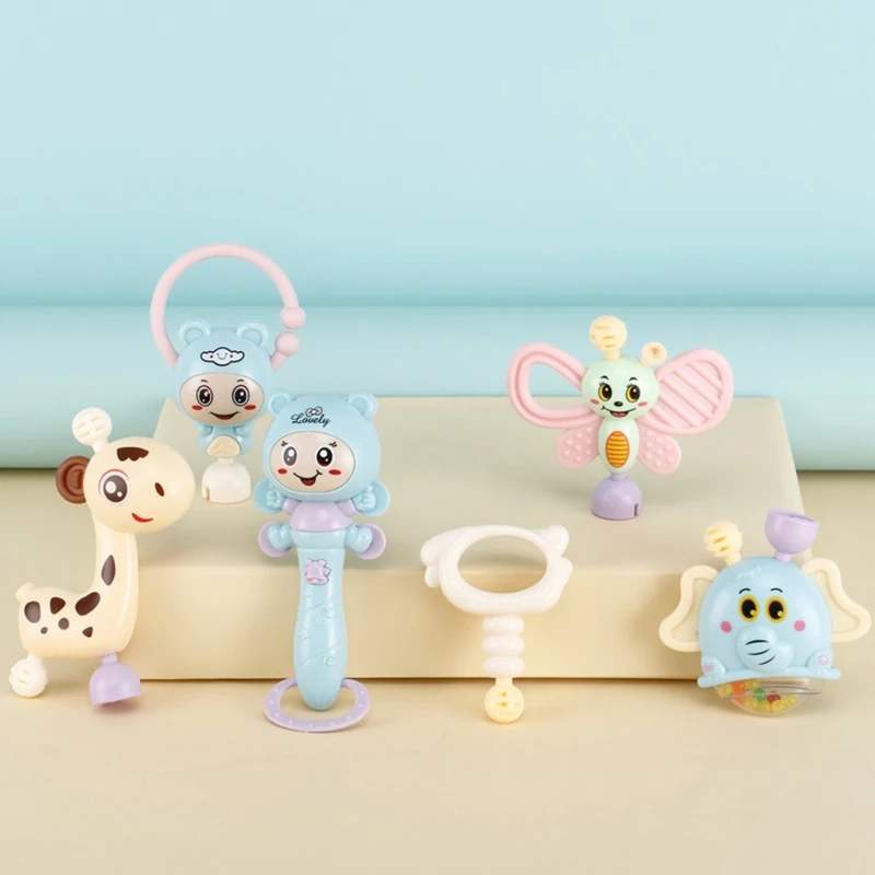

Baby Rattle Toys Set 0-12 Months Jingle Bell Infant Shaker Early Educational Grip Handbell Toddler ToysTeether For Newborns Gift