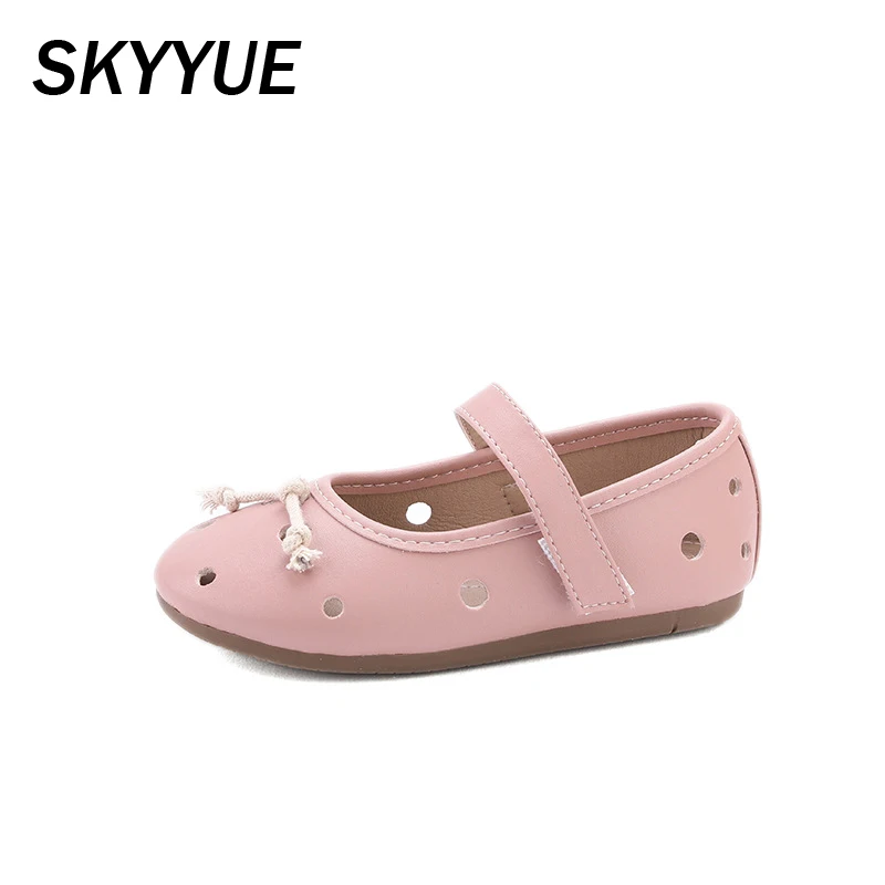 Весенняя детская обувь принцессы Обувь из искусственной кожи на плоской подошве