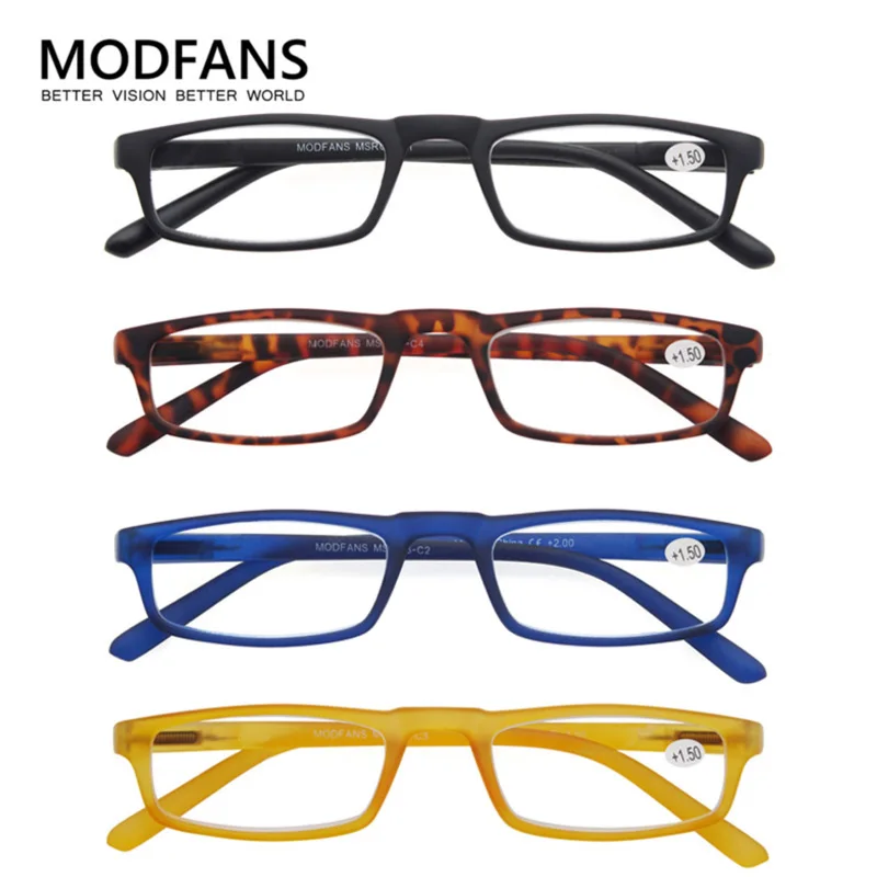 

MODFANS Reading Glasses - 4 Pairs Fashion Readers Narrow Frame Spring Hinge For Men Women