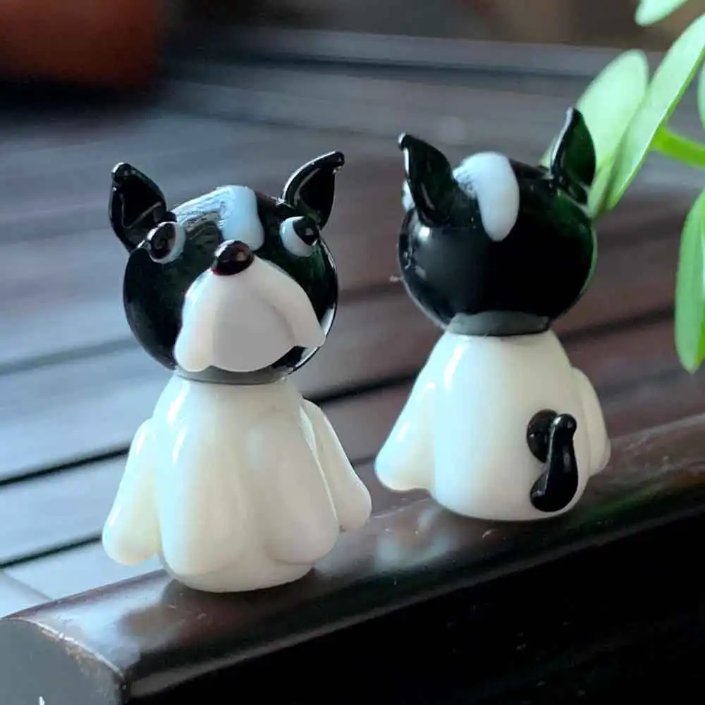 2pcs Bulldog Кристальное стекло ручной работы выдувное Жираф медведь статуэтки, украшение диких животных миниатюрная Статуэтка японский стиль Дети Рождественский подарок декор - Цвет: 2pcs Bulldog