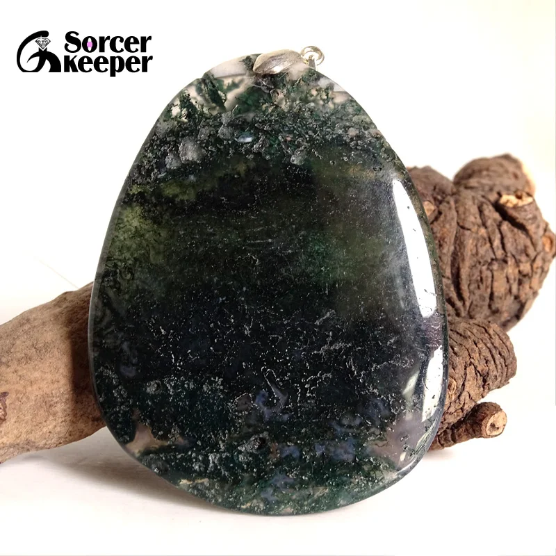 Модное женское мужское ожерелье кулон большие натуральные моховые Агаты камень