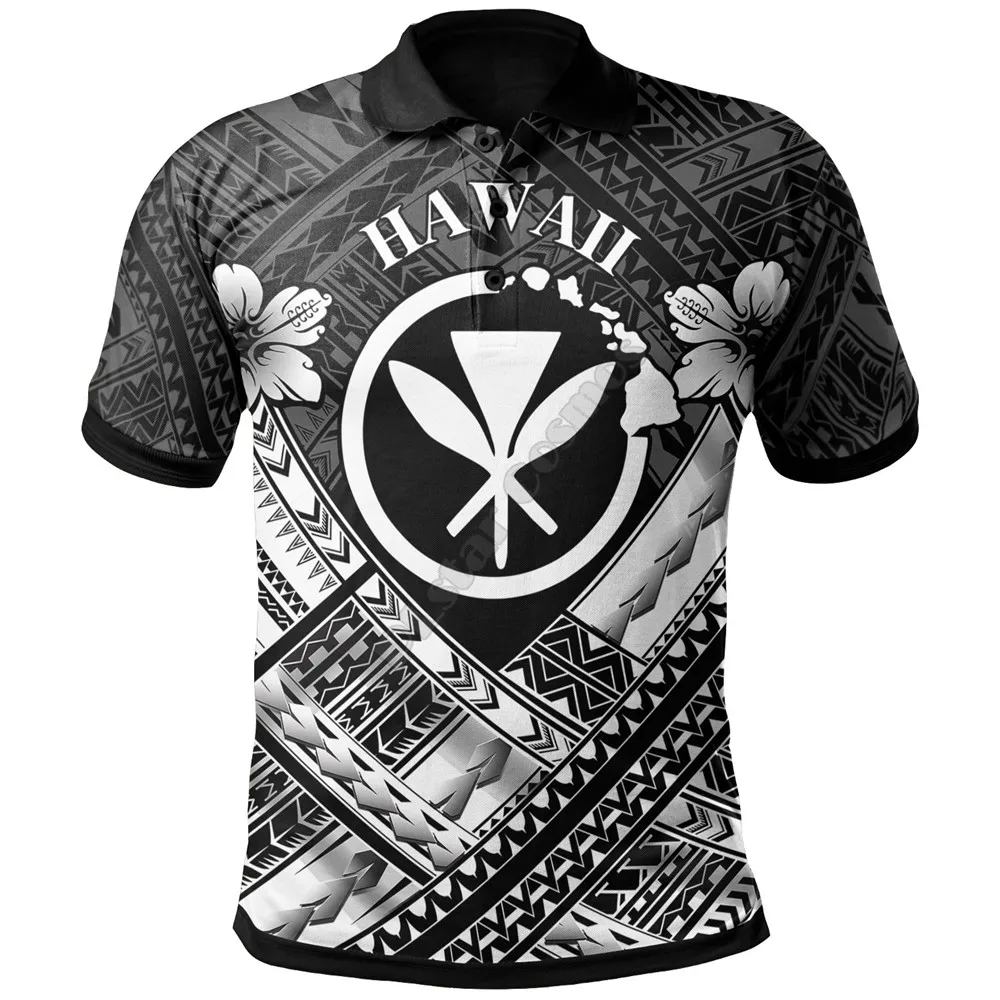 

Hawaii Polo Shirt White Kanaka Maoli Polynesian Patterns 3D Printed Polo Shirt Men for Women Short Sleeve Summer T-shirt