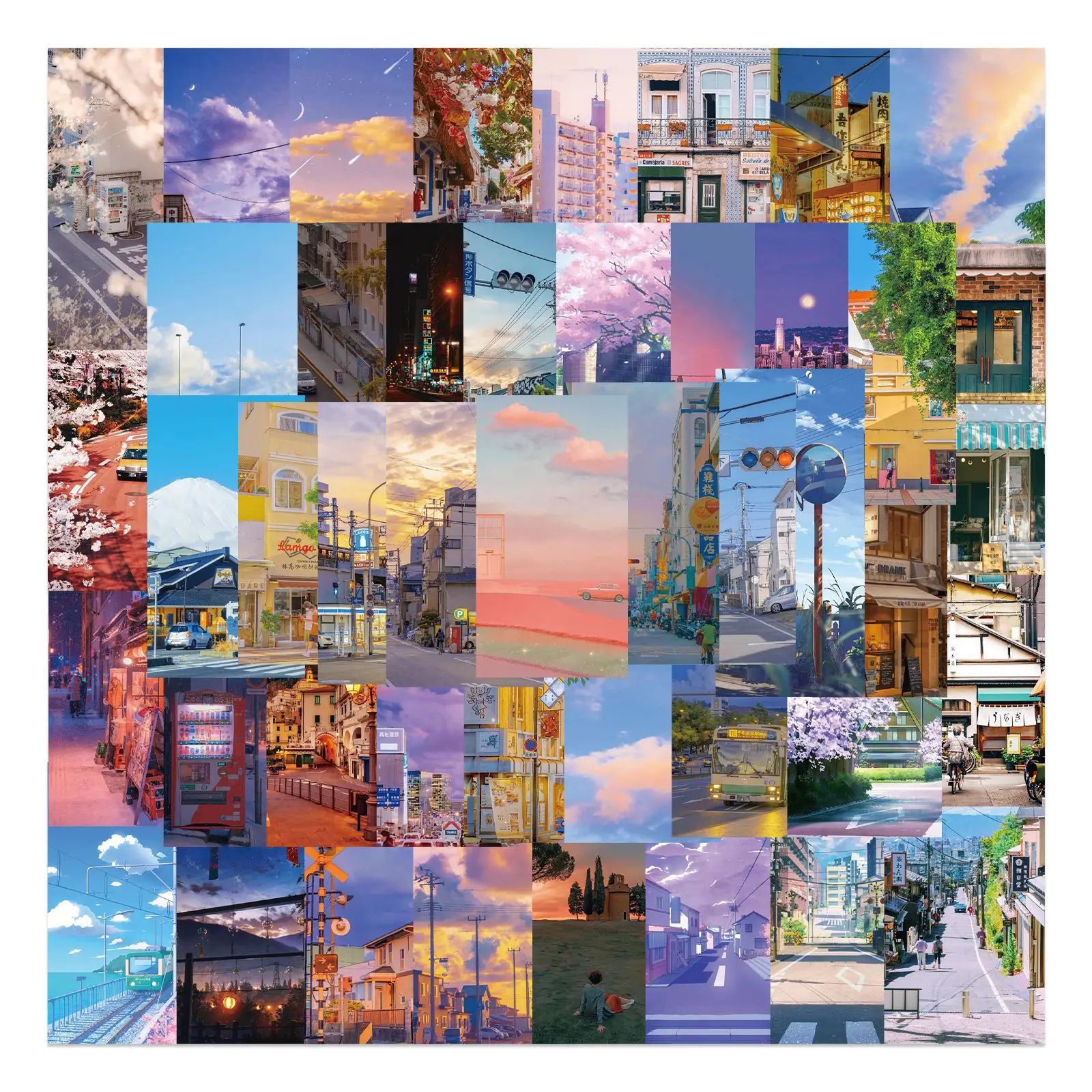 

10/30/55pcs Street View Landscape Stickers Aesthetic Graffiti Decals DIY Phone Laptop Luggage Guitar Car Waterproof Sticker Toys