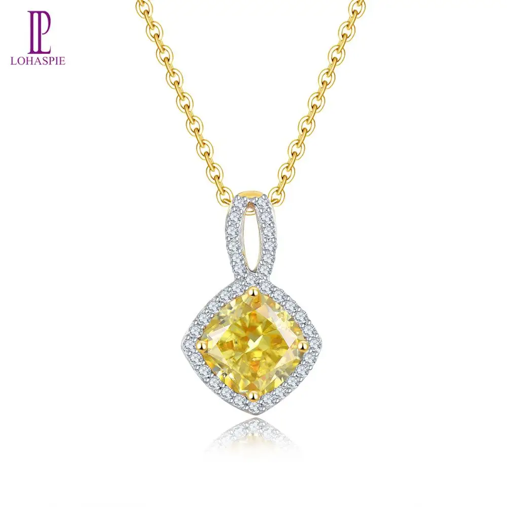 LP 14K желтое настоящее золото кулон желтый и белый моссанит драгоценный камень