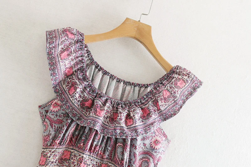 Everkaki Boho печати с открытыми плечами женское Макси платье с кисточками регулируемый пояс оборки цыганские летние платья женские осень