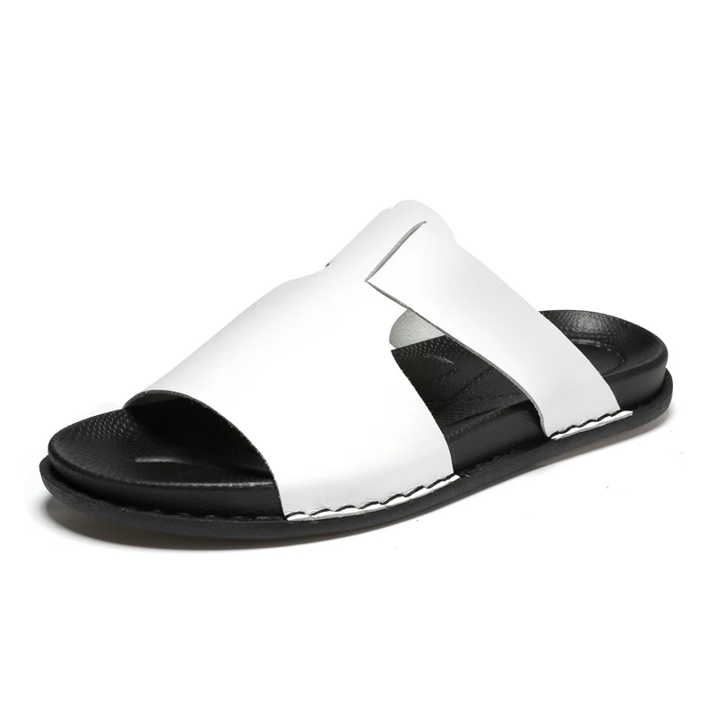 Мужские шлепанцы из коровьей кожи сандалии Летняя обувь Мужская модная Уличная