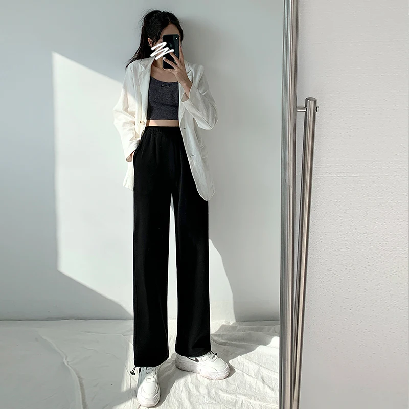 

Small Sports Pants Female Summer Spring and Autumn Thin 2021 New Loose Tappered Casual Straight-Leg Gray Sweatpants Fashion