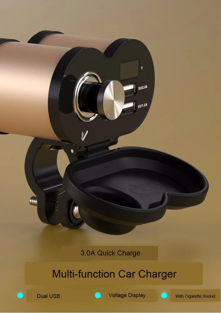OHANEE moto rcycle USB зарядное устройство для телефона 12 В/24 В разъем прикуривателя Dual USB QC 3,0 moto зарядное устройство светодиодный водонепроницаемый вольтметр