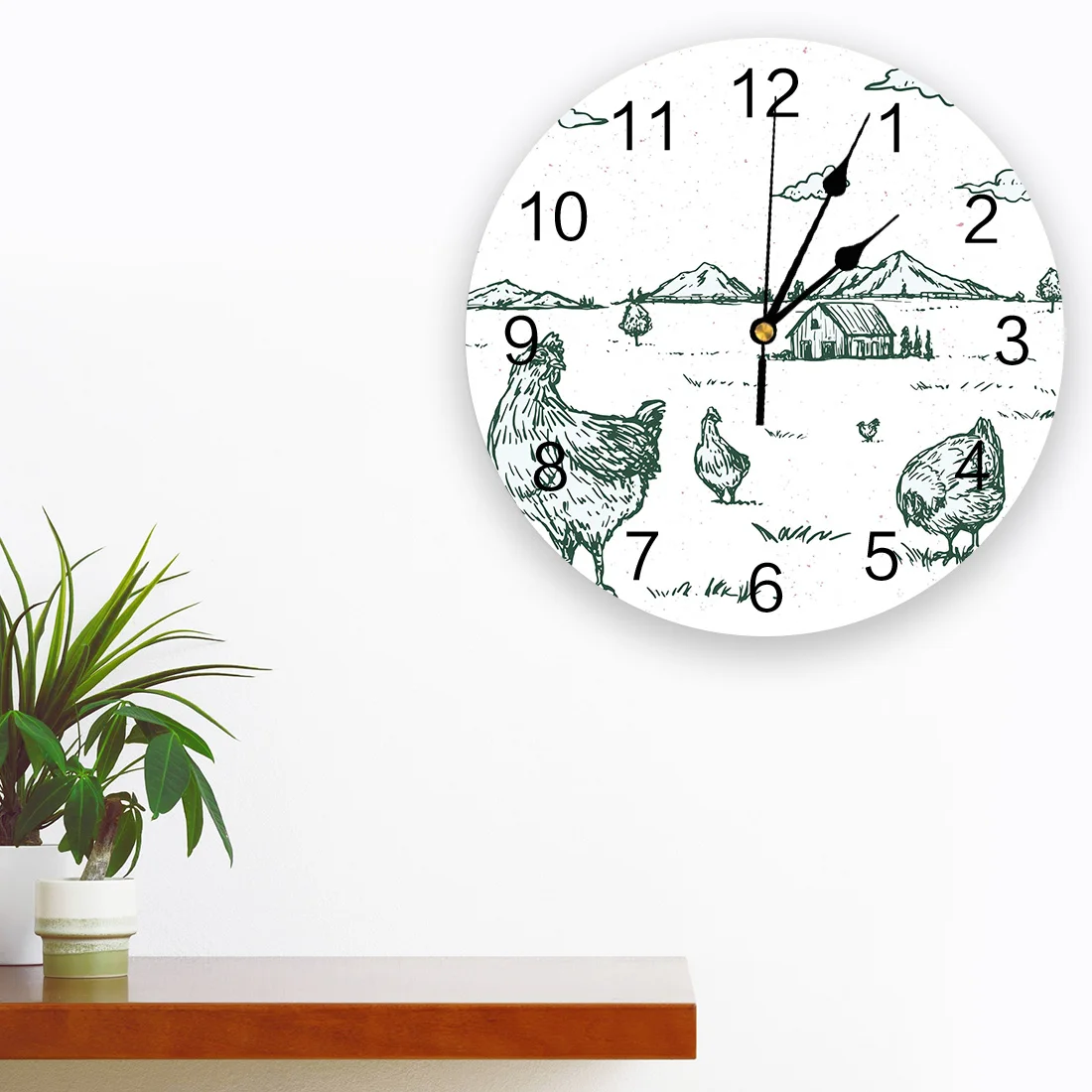 Кантри граффити куриный холм Дом ПВХ настенные часы современный дизайн домашний