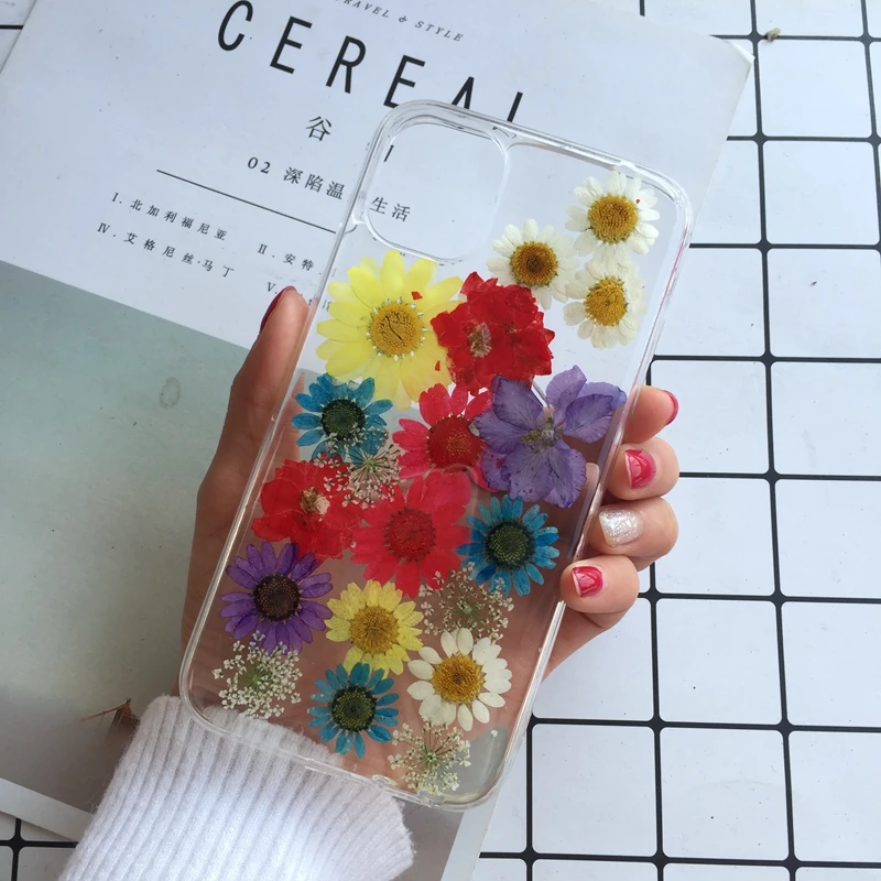 T10 Tfshining настоящий прессованный высушенный чехол с цветами для iphone 11 11pro max X XR Xs max 6 6s 7 8 plus, прозрачный чехол, блестящий девчачий чехол - Цвет: T10