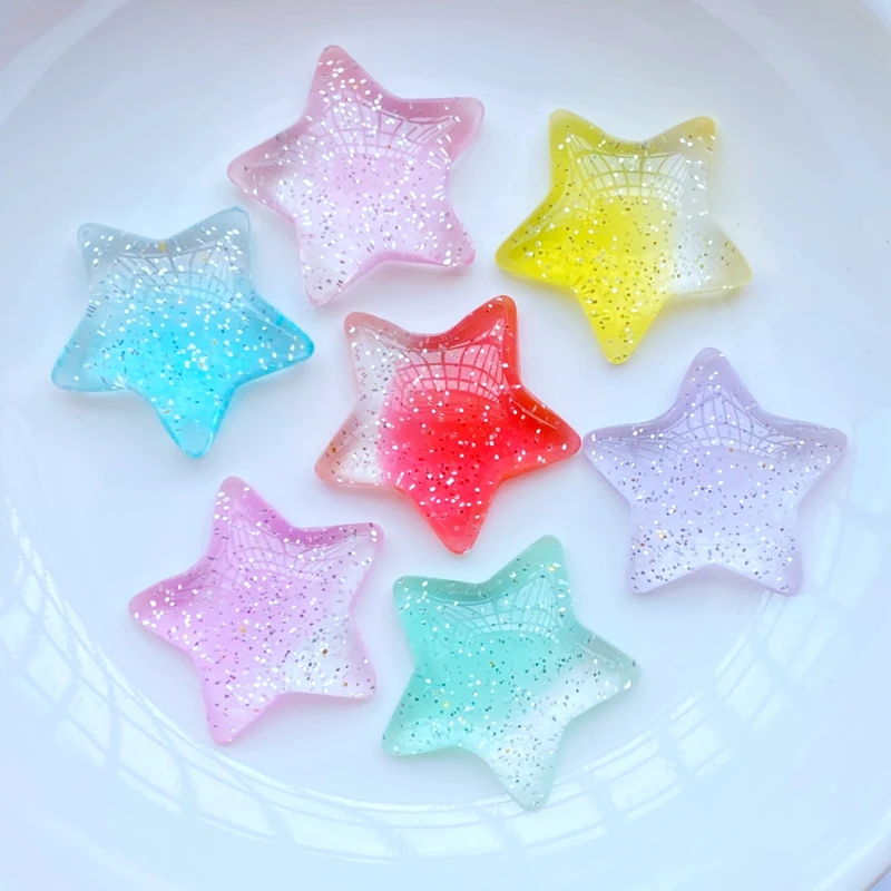 

20 шт. новые милые Блестящие Мини звезды с плоской задней стороной из смолы для рукоделия Ювелирные Изделия декоративные аксессуары Q01