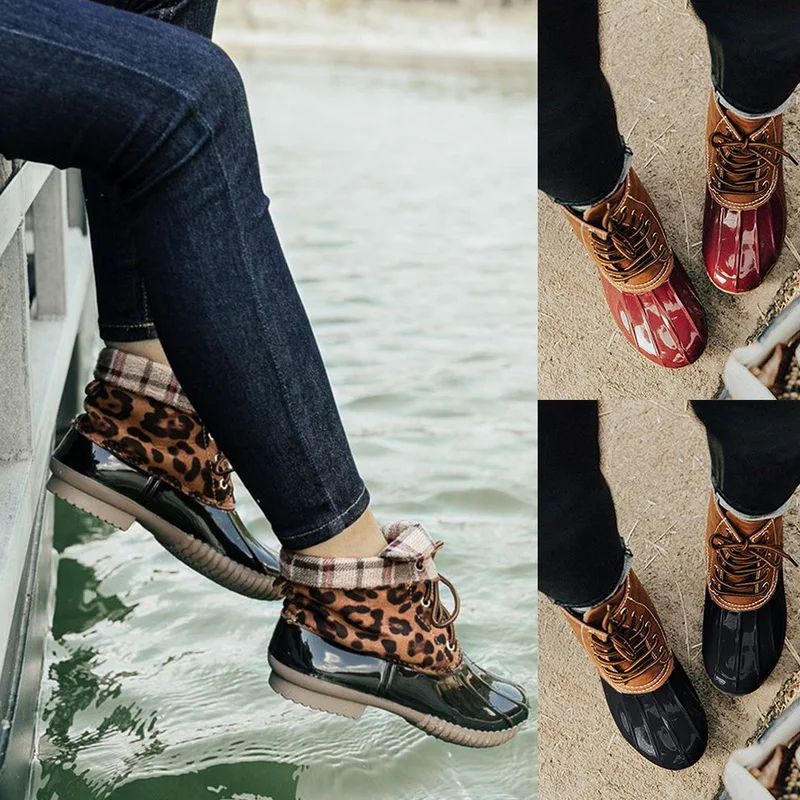 Женские леопардовые кожаные ботинки сезон осень зима женская обувь на массивном