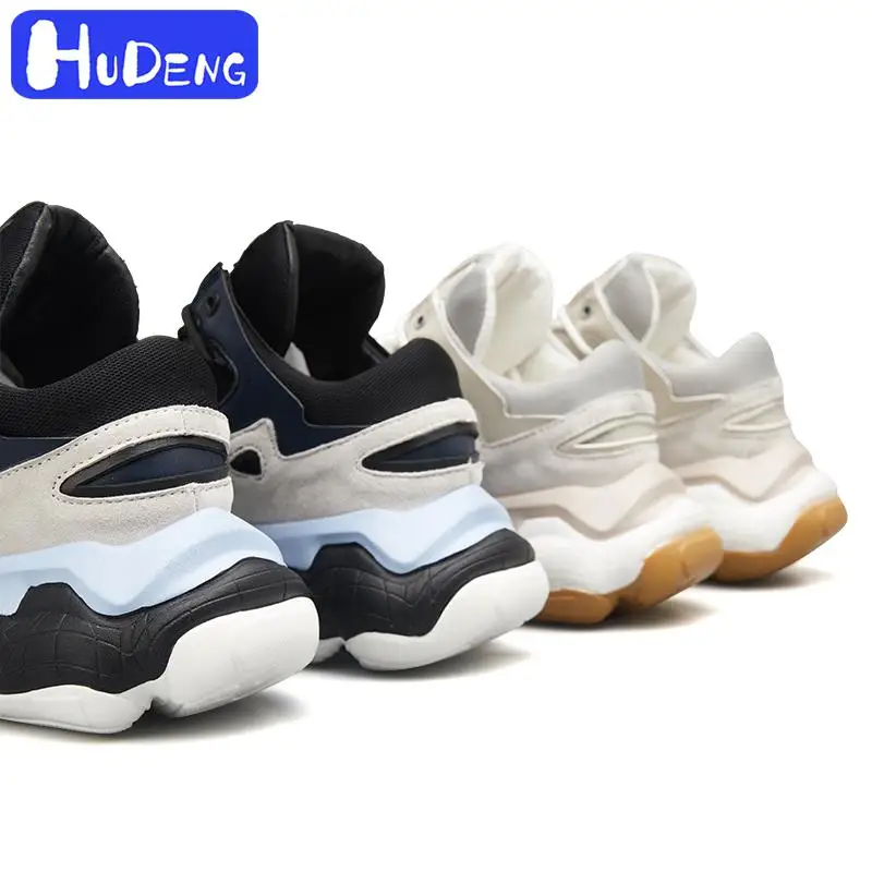 HUDENG Brand high Roman Fashion Leather Men's Shoes Lace-up Man Outdoor Casual Thick Bottom Stitch Lace Up Male Sneakers | Обувь