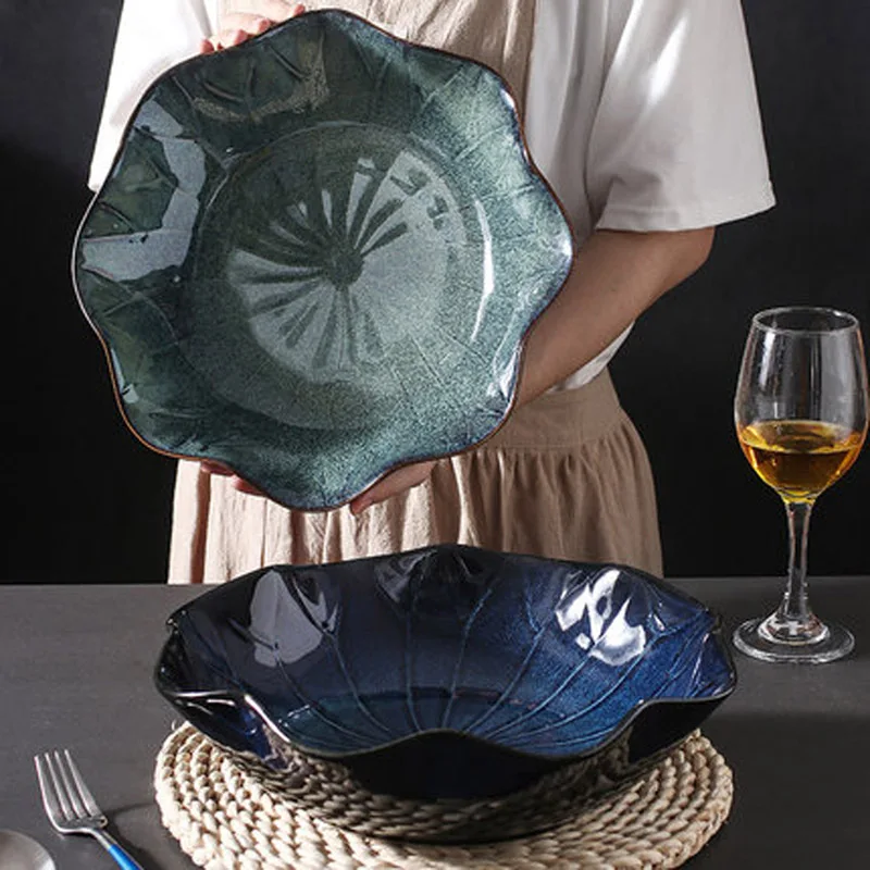

FANCITY Japanese style ceramic lace bowl super large extra large 14-inch soup plate large soup bowl boiled fish bowl spicy bowl