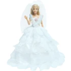 Белое платье ручной работы, свадебное вечернее кружевное платье с вуалью, элегантная одежда принцессы невесты для куклы Барби, аксессуары, Игрушки для маленьких девочек