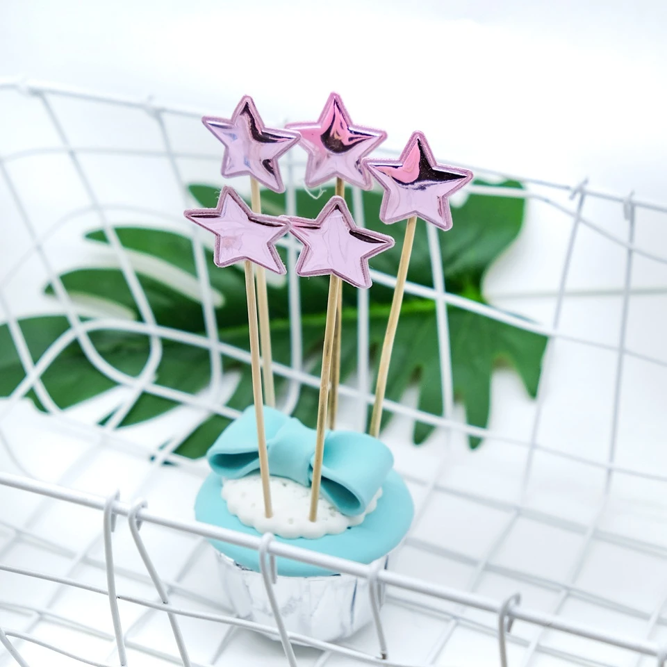 10pcs pink star 10 шт. счастливые топперы для торта на день рождения оформление коктейлей Топпер выбор вечерние сувениры для DIY Baby Shower/день рождения поставки - Цвет: 10pcs pink star