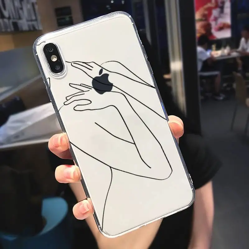 

Funny Abstract Art Lines Phone Case Transparent soft For iphone 5 6 7 8 11 12 s c se plus mini x xs xr pro max