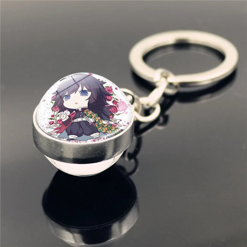 

2020 Popular 12Style Japanese Anime Demon Slayer Sword Keychain Cosplay Katana Ghost Blade Glass Ball Pendant Keyrings
