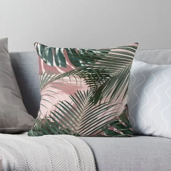 

Pink tropical leaves Soft ative Throw Pillow Cover Print Pillow Case Waist Cushion Pillows NOT Included