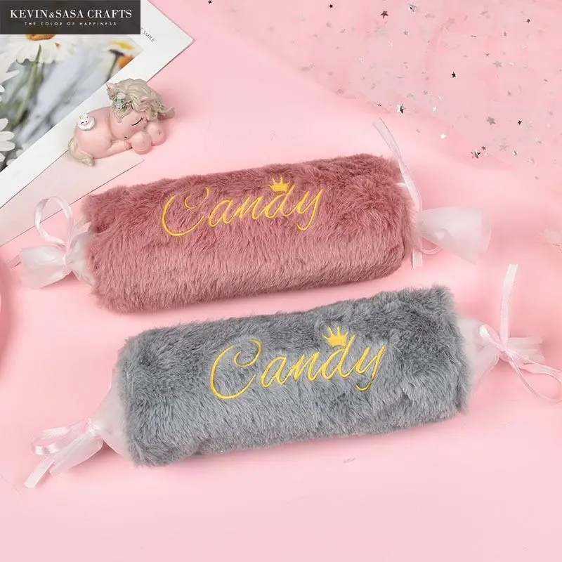 Плюшевый чехол карандаш радужного цвета размеры 32*7 см школьные принадлежности