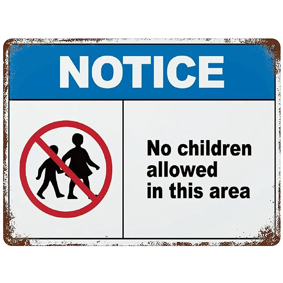 

PotteLove Metal Sign No Children Allowed in This Area Aluminum Retro Design Weatherproof Horizontal Wall Decoration