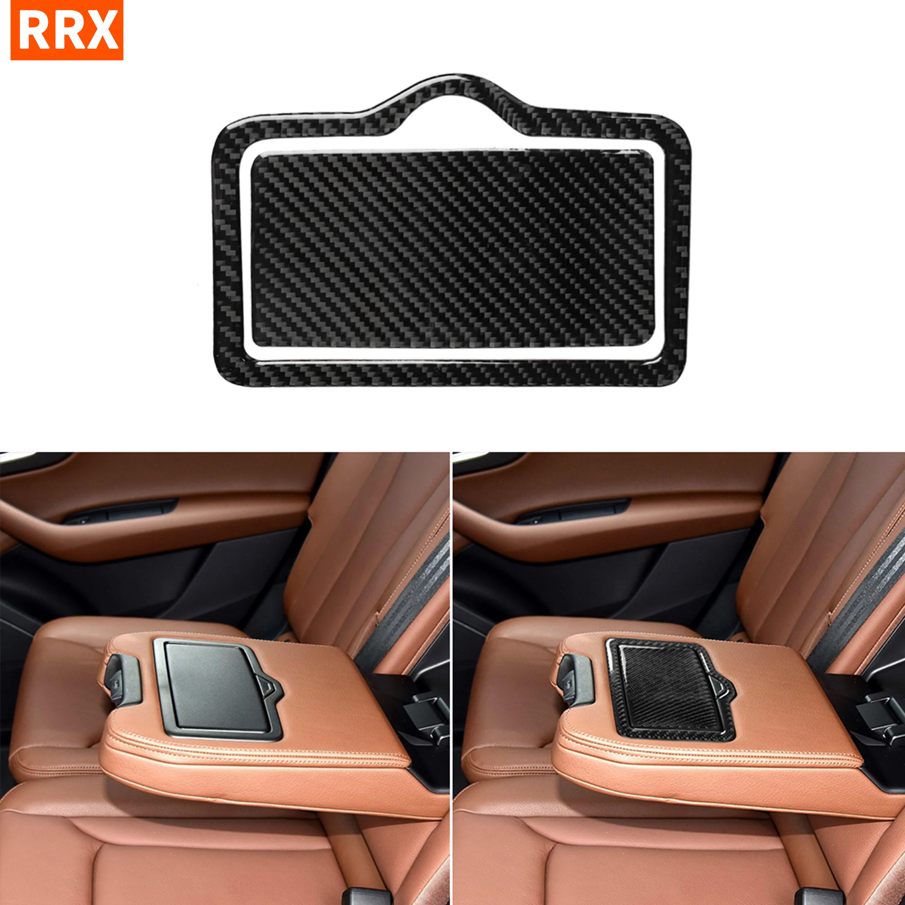 

For Audi Q7 SQ7 4M 2016-2019 Carbon Fiber Car Accessories Interior Sticker Rear Seat Armrest Panel Cup Holder Box Frame Cover