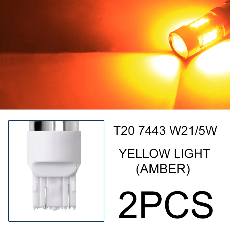 T20 7443 W21-5W BraveWay 2 шт. 1156 P21W BA15S 1157 3157 7443 светодиодный светильник, автомобильный светильник с поворотным сигналом, задний тормозной светильник, светодиодный дневной светильник, DRL - Испускаемый цвет: T20 7443 W21-5W