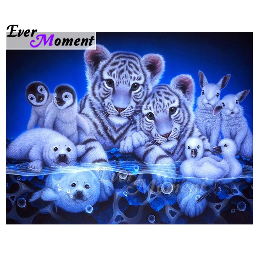 Алмазная картина Ever Moment, тигр, пингвин, кролик, хобби, 5D, сделай сам, декор ручной работы, алмазная вышивка, полная квадратная дрель S2F2419