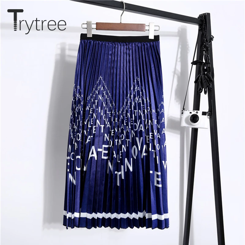 Trytree Сезон осень-зима Женская повседневная юбка с принтом в виде букв 4 Цвет