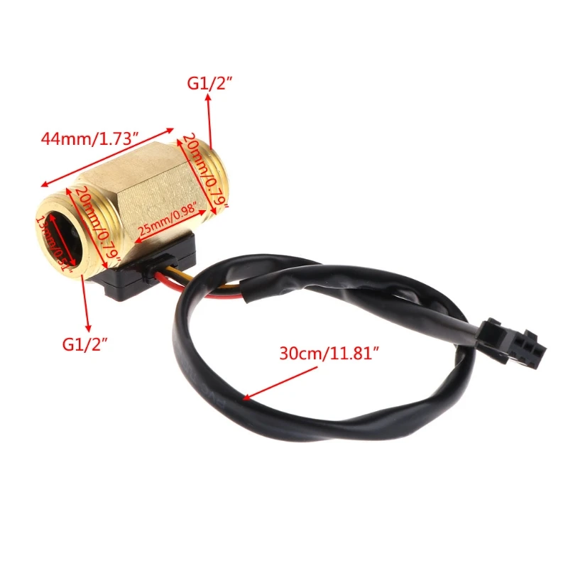 

Flow Sensor G1/2'' Water Flow Hall Sensor Switch 1-25L/min Flow Meter Flowmeter P82D