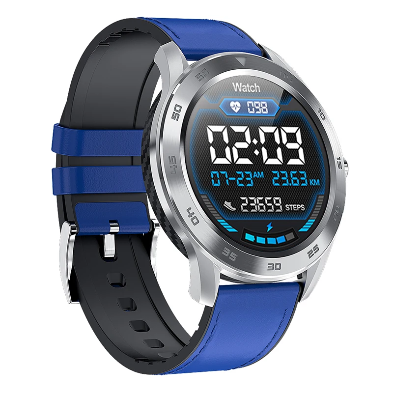 Blue Silver Leather Смарт-часы Timewolf IP68, спортивные Смарт-часы для мужчин, кровяное давление, водонепроницаемые, Bluetooth, умные часы для Apple Iphone, Android - Цвет: Blue Silver Leather