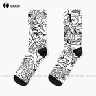 Носки Kamasutra однообразные BW в стиле ретро, женские носки, индивидуальные носки унисекс для взрослых и подростков, Молодежные носки с цифровым принтом 360 
