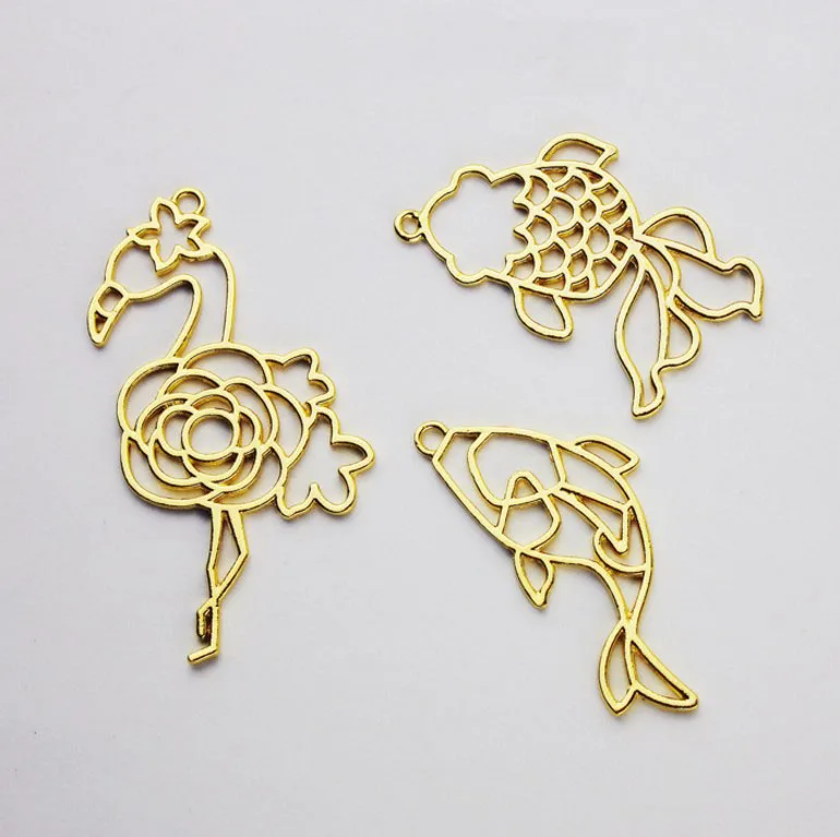 Популярная 5 шт./партия подвеска на металлическом каркасе в виде рыбки Фламинго с