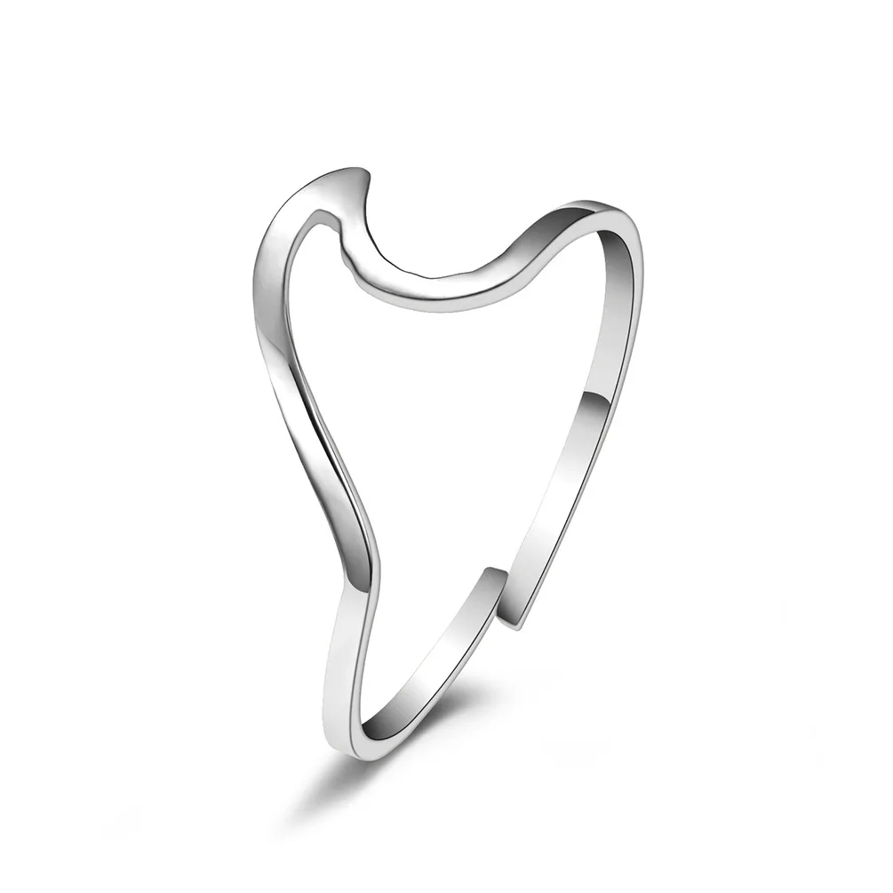 

Korean Style Rose Golden Geometric Wave Cool Stuff Adjustable Rings For Women Stainless Steel Cloud Elegant Boho Jewelry 2021