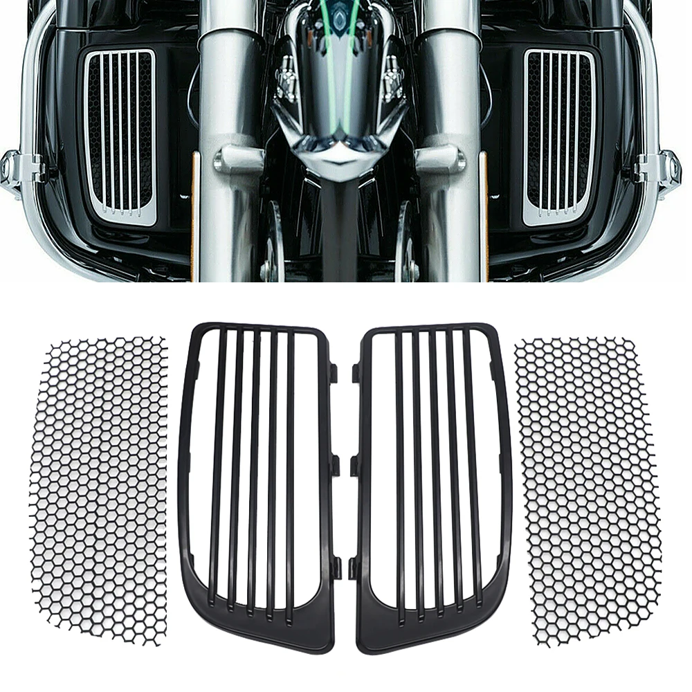 Motorcycle Radiator Grills ABS Leg Fairing Lower Vented Cover Chrome For Harley Touring Electra Street Glide Road King FLHTK |