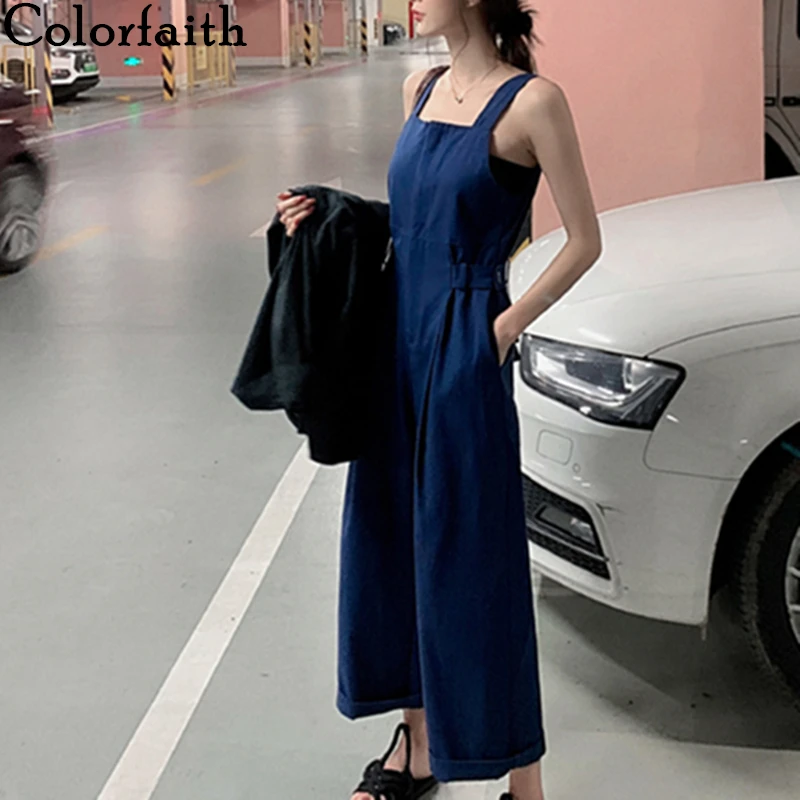 Colorfaith/Новинка 2021 года Летние женские комбинезоны и Повседневные широкие брюки до