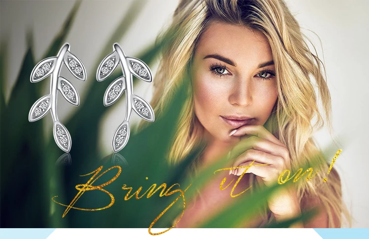 Jewelrypalace Glam листьев очарование Бесконечность кубического циркония Серьги-гвоздики 925 серебро специальный подарок finejewelry подарок на день рождения